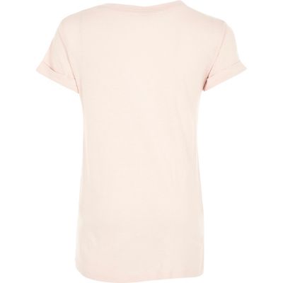 Girls pink badge print T-shirt
